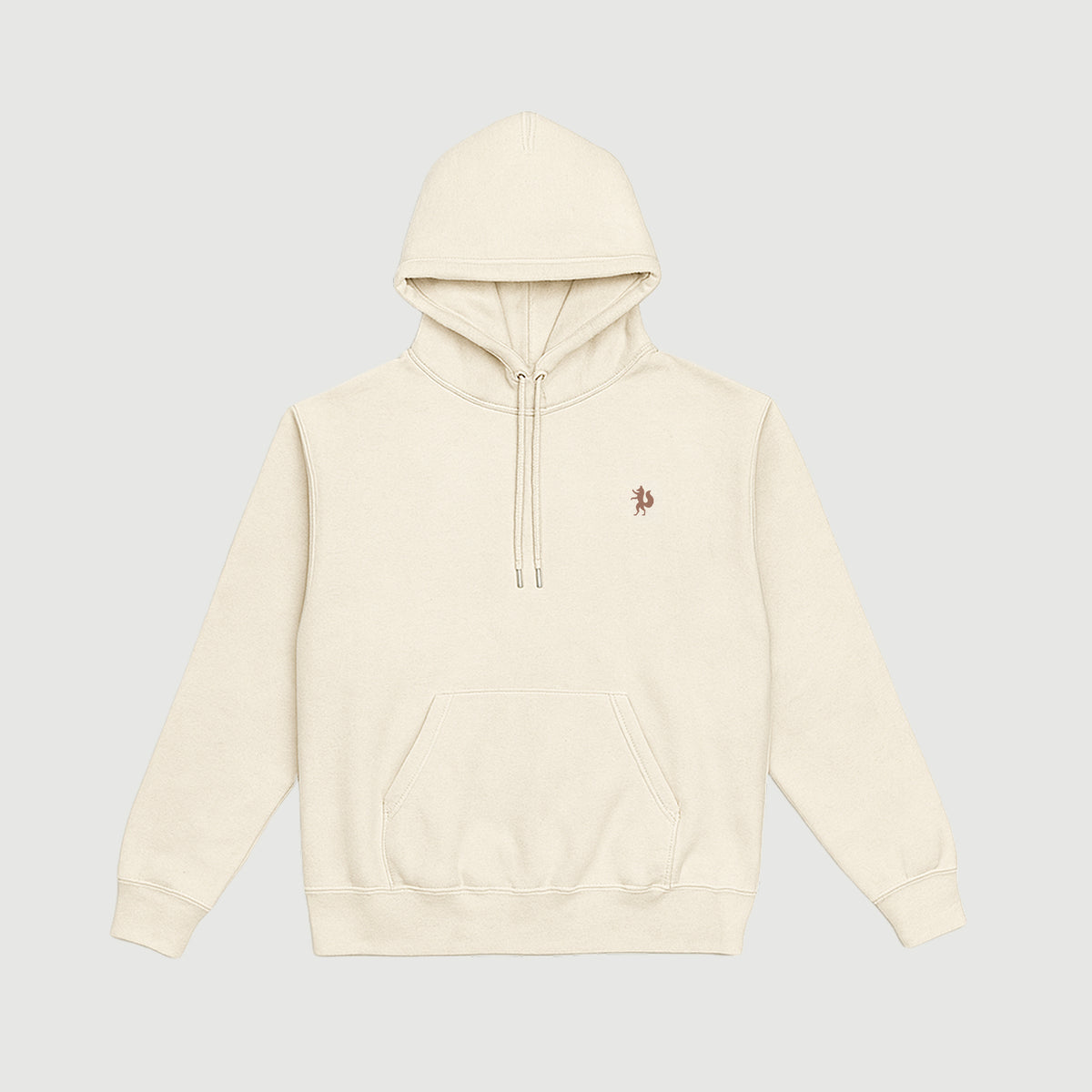 FitzAlan Chalkstream Hoodie in Sand with embroidered fox logo